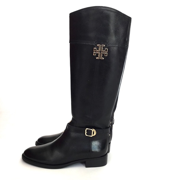 Tory Burch Eloise Riding Boots gold emblem size 7M - Picture 5 of 8